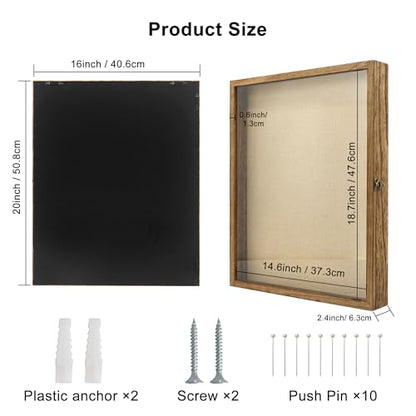 Large Shadow Box Frame 16x20 Display Case, Wood Wedding Bouquet Memory Box - color: Carbonized Black, size: 16"x20" (40.6x50.8 cm)