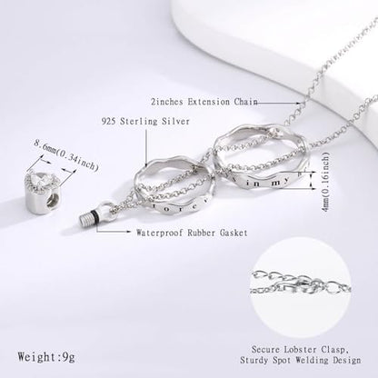 Sterling Silver Cremation Jewelry for Ashes Pendant Eternity Urn Necklace Keepsake Memorial Gifts You Are Always In My Heart I Love You Forever - color: White, style: White Heart