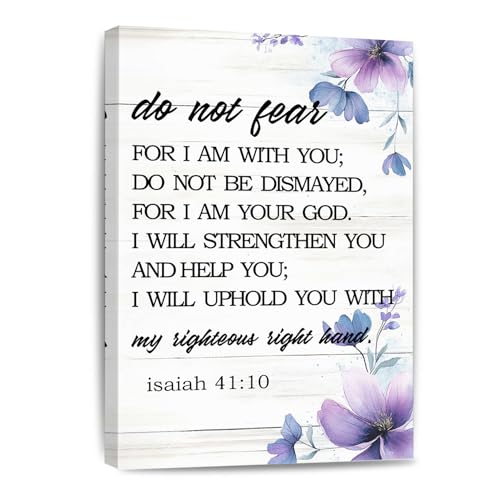 Do Not Fear Isaiah 41:10 Scripture Canvas Painting Bible Verse Wall Art Decor Prints for Home Dining Room Living Room Christian Gifts Framed 12 * 18 Inch - color: Do Not Fear, size: 18"L x 12"W