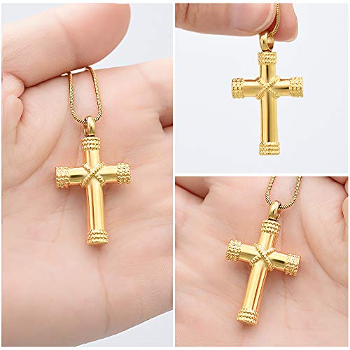 Minicremation Rope Winding Cross Cremation Ashes Urn Pendant Necklace Memorial Keepsake Jewelry Lord’s Prayer Cross Ashes Necklaces - color: Gold