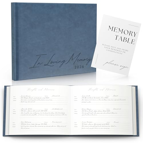 Funeral Guest Book 2026 Celebration Of Life Memorial Service - Custom Year - color: Navy Blue, size: 2026