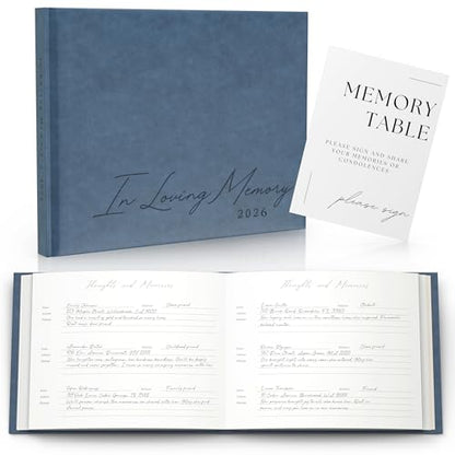 Funeral Guest Book 2026 Celebration Of Life Memorial Service - Custom Year - color: Navy Blue, size: 2026