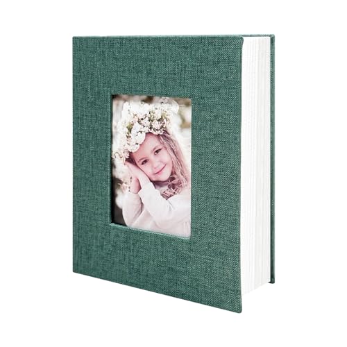 Photo Album 4x6 100 Pockets, Linen Cover Top Loader Vertical, Slip-in Picture Dark Green Pockets Albums for Wedding, Family, Anniversary, Baby, Vacation - color: Dark Greed, size: 100 Pockets