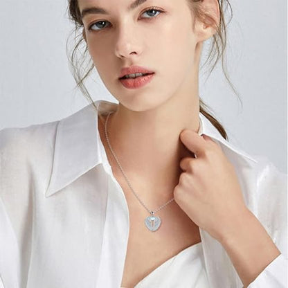 YFN Angel Wings Necklace 925 Sterling Silver Guardian Angel Wings Pendant Necklace Birthstone Necklace for Women Girls Christmas Jewelry Gifts - color: moonstone wings