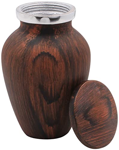Walnut Finish Keepsake Urns – 4‑Pack Keepsake Urns for Ashes | Metal with Wood‑Grain Finish, Felted Bottom, Mini Memorial Urns Set - color: Walnut