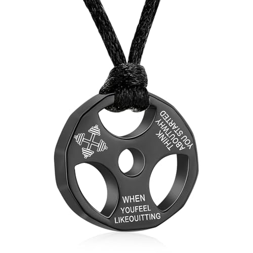 XSMZB Fitness Dumbbell Cremation Jewelry for Human Pet Stainless Steel Weight Plate Urn Necklace for Ashes Keepsake Pendant Urn Jewelry - color: Black