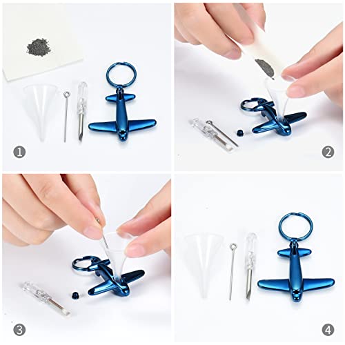 Minicremation Cremation Jewelry Urn Keychain for Ashes Airplane Memorial Urn Pendant for Human Pet's Keepsake Key Chain - color: Blue