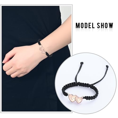 constantlife Double Heart Cremation Bracelet for Ashes for Women Stainless Steel Pendant Urn Memorial Jewelry Loved Ones Human Pet Funeral Keepsake Gift - color: Rose Golden