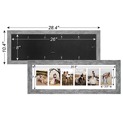 8x26 Collage Frame, 6 Open 4x6 Photo Frame Collage for Wall - color: Grey, size: 8x26 - (6 open4x6）