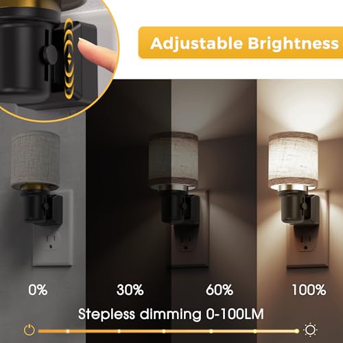 L LOHAS LED Night Lights Plug into Wall,Linen Fabric Cylinder Night Light - color: Cylinder-5000K, size: 2 Pack