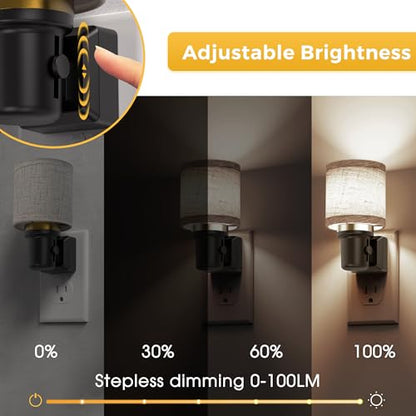 L LOHAS LED Night Lights Plug into Wall,Linen Fabric Cylinder Night Light - color: Cylinder-5000K, size: 2 Pack