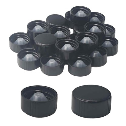 25Pcs 22mm Black Phenolic Screw Caps, Leak-Resistant Bottle Lids for Boston Round Bottles, Chemicals, Cosmetics, and Storage - size: 22mm