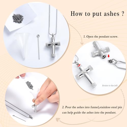 Minicremation Rope Winding Cross Cremation Ashes Urn Pendant Necklace Memorial Keepsake Jewelry Lord’s Prayer Cross Ashes Necklaces - color: Silver