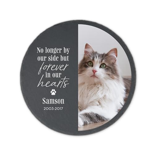 Weddingstar Custom Photo Printed 9 ⅞" Round Black Slate Garden Stone - Pet Remembrance - color: Pet Remembrance
