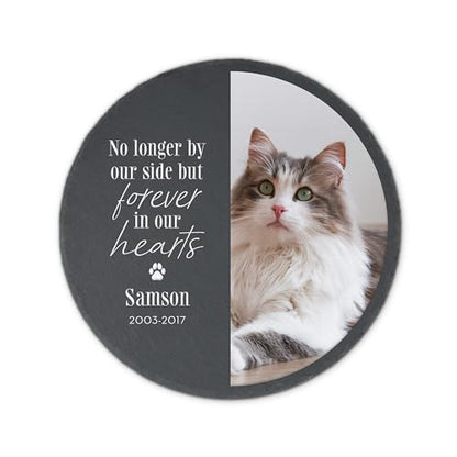 Weddingstar Custom Photo Printed 9 ⅞" Round Black Slate Garden Stone - Pet Remembrance - color: Pet Remembrance