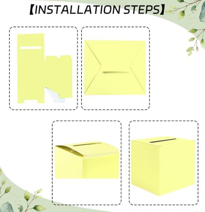 SietDESEO Yellow Card Box with Slot Money Gift Card Box Holder for Party Wedding Reception Birthday Graduation Bridal Shower Baby Shower Diaper Raffle Box - color: YELLOW CARD BOX, size: 7.8 X 7.8 X 7.8 INCH