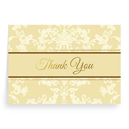 Designer Greetings Thank You Greeting Cards - size: 48 Pack Thank You - Gold & Ivory Foliage
