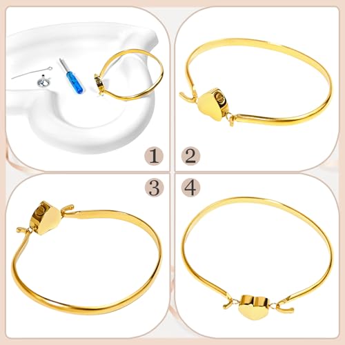 LittleFlower Heart Urn Bracelet for Human & Pet Ashes - Stainless Steel Memorial Jewelry for Cats, Dogs, Waterproof Keepsake with Filling Tool & Gift Box - color: Gold