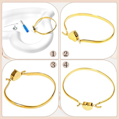LittleFlower Heart Urn Bracelet for Human & Pet Ashes - Stainless Steel Memorial Jewelry for Cats, Dogs, Waterproof Keepsake with Filling Tool & Gift Box - color: Gold