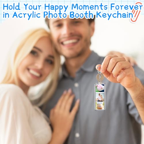 MTLEE 12 Pcs Mini Photo Strip Keychain Frame 1x3 Inch Acrylic Photo Booth Keychain Double Sided Keyring Blank DIY Custom Gift - style: D-shaped Clasp