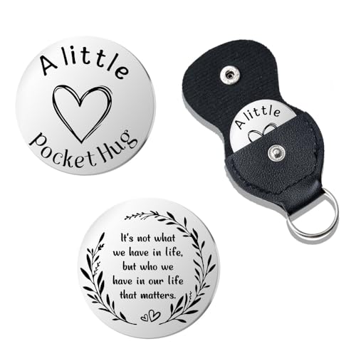 Pocket Hug Token for Women Mom Friend Birthday gifts for Her Him Long Distance Gifts for Men Dad Son Inspirational Keychain - color: Inspirational Pocket Hug Token