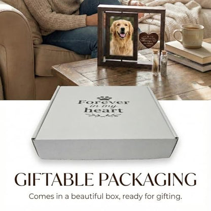 Dog Memorial Gifts for Loss of Dog, Pet Memorial Gifts for Dogs Cats, Rotating Wooden Picture Frame, Funeral Tribute for Beloved Dogs & Cats