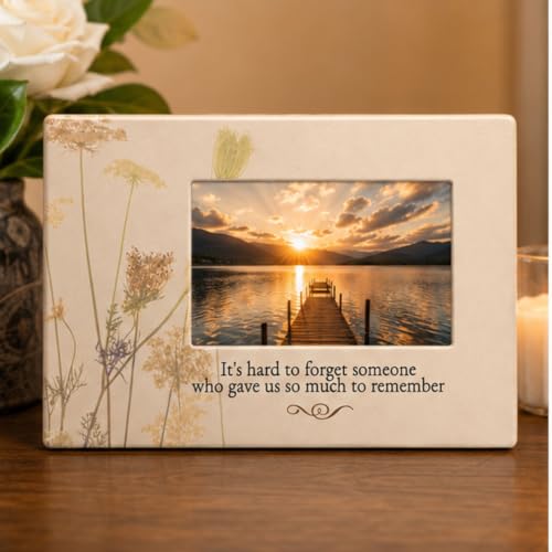 Memorial Picture Frame for Loss of Loved One – "It's Hard to Forget Someone Who Gave Us So Much to Remember" – Bereavement Gift, Sympathy Picture Frame, In Loving Memory Keepsake, Holds 4x6 Inch Photo - size: Not custom