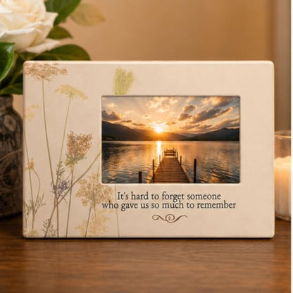 Memorial Picture Frame for Loss of Loved One – "It's Hard to Forget Someone Who Gave Us So Much to Remember" – Bereavement Gift, Sympathy Picture Frame, In Loving Memory Keepsake, Holds 4x6 Inch Photo - size: Not custom