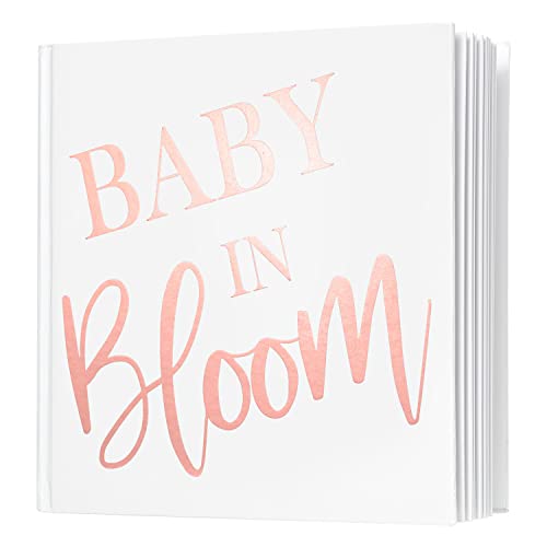 Calculs Polaroid Baby Shower Guest Book Baby in Bloom Signature Bridal Party Picture Book Blank Pages for Instant Film 8.5” Square White Cover Rose Gold Stamping - style: Eclectic