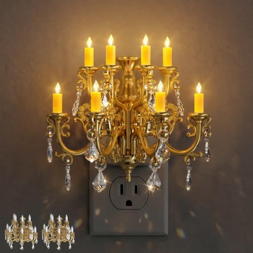 Briignite Night Lights Plug into Wall, Chandelier Night Light Dusk to Dawn | Nightlight 2 Pack, Light Sensor, Dimmable Golden Nightlight Plug in Vintage, 3000K Warm, Bathroom Bedroom Hallway Kitchen - color: Gold, size: 2 Pack