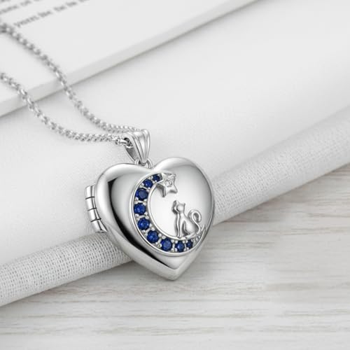 925 Sterling Silver Pictures Locket Necklace for Women Men - color: Black plated 1