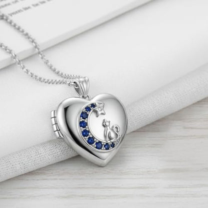 925 Sterling Silver Pictures Locket Necklace for Women Men - color: Black plated 1