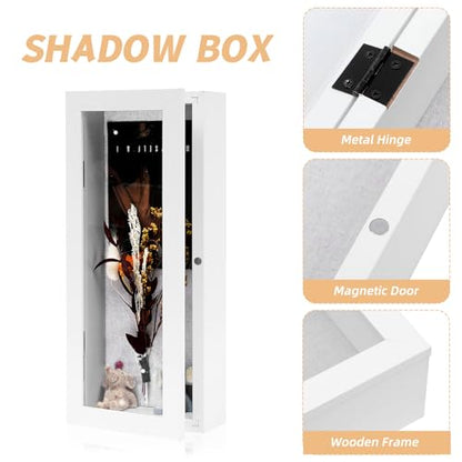 Muzilife 12.5x5 Shadow Box Wood Picture Frame, 2.16 Deep, Real Glass, White - color: White, size: 12.5x5