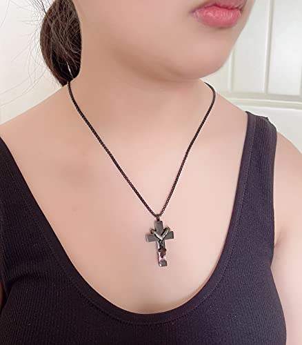 YOUFENG 3 Pieces Cremation Urn Necklaces for Ashes Keepsake Cremation Jewelry Cross Round Bar Birthstone Crystal Stainless Steel Memorial Pendant for Women Men - color: Clear Zircon