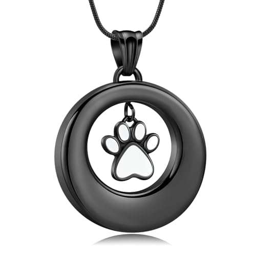 Dog Paws Cremation Jewelry Pet/Cat/Dog Paws Urn Necklaces for Ashes Stainless Steel Pet Ashes Holder Memorial Keepsakes Locket Pendant Jewelry for Men Women - color: Customize