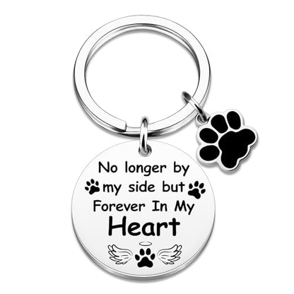 Dog Memorial Gifts for Loss of Dog Keychain Pet Memorial Gifts for Dogs | Pet Loss Sympathy Gift Dogs Passing Away Remembrance Gift - No Longer by My Side Forever in My Heart