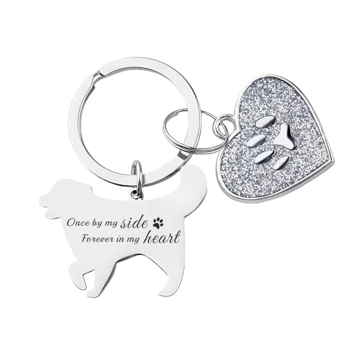 Pet Memorial Gifts for Dogs Cats Loss Sympathy Gift Keychain for Pet Owner Lover Rainbow Cat Paw Print Keychain - color: Style 1