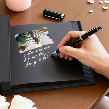 Wedding Photo Album 4x6 400 Pockets, Beige Linen Memory Book Gift - color: Black