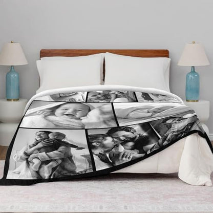 XINLING Custom Memorial Blanket with Pictures for Loss of Loved One Personalized Photo Blanket Customized Sympathy Gifts in Memory of Mom Dad Grandma Grandpa(8 Photos) - color: 8 Photos