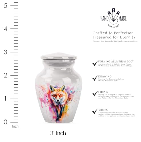 Fox Urn for Human Ashes - color: Fox - White, size: 3 Inch - Pack of 1