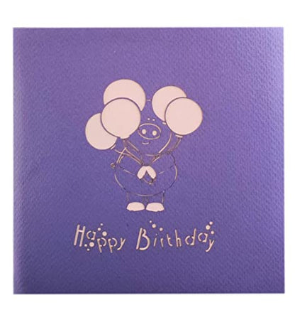 iGifts And Cards Birthday Pig 3D Pop-Up Card – Happy Celebration 6"x6" | Whimsical Farmhouse Piglet, Thinking Of You, Congratulations, Best Wishes, Friendship Token, Friend, Coworker, Farmer Theme - color: Pig Birthday