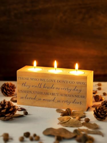 Sympathy Bereavement Gift for Loss of Loved One - Memorial Candle Holders - Handcrafted Wooden Keepsake with Poem - Condolence for Loss of Mother, Father (WE Love) - color: We Love