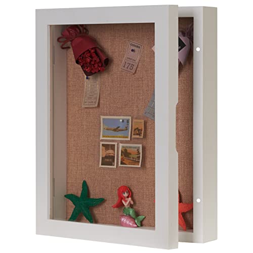 White Shadow Box 11x14, Deep Shadow Box Display Case with Hinged Door, Thick Memory Box for Wedding Flowers Memorabilia Awards Medals | Deep Memory Display Case, Shadow Box with Hinged Magnetic Door for Wedding Flowers, Photos, Awards, Medals and Keepsake