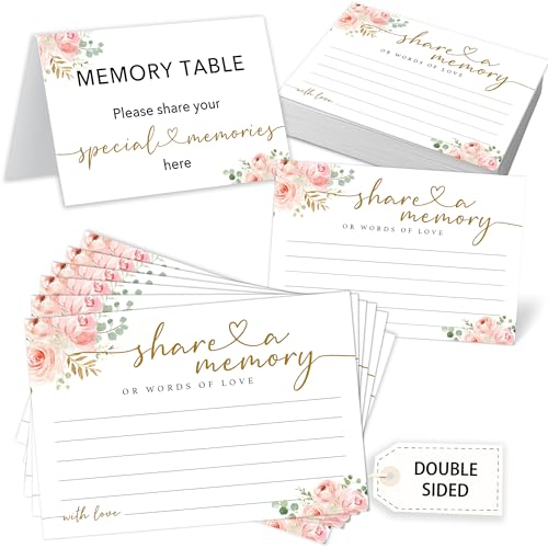 Gold Rose Share a Memory Cards for Celebration of Life, Graduation, Retirement, Birthdays, Guest Book Ideas, Funeral Sign In Book For Memorial Service, 4x6 Inches Set of 50 Pcs -A04 - color: Rose Gold, size: Standard Card