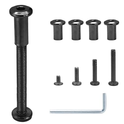 M6 Hex Drive Socket Cap Bolt Kit, Black, 30 Sets | M6x16/25/35/45/55mm, Includes Allen Wrench, Countersunk Screw Barrel Nuts, Binding Screws, For Cabinet - color: Black, size: M6x16/25/35/45/55mm