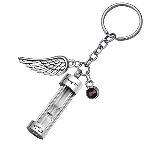 Hourglass Ashes Keychain Urn Pendant Memorial Keepsake Cremation Jewelry Daughter - Customized - color: Daughter - Customized