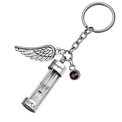 Hourglass Ashes Keychain Urn Pendant Memorial Keepsake Cremation Jewelry Daughter - Customized - color: Daughter - Customized