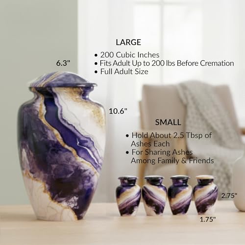 Dream River Cremation Urn for Human Ashes – Full Adult Size Funeral Urn (200 Cubic Inches) with Secure Threaded Lid – Elegant Memorial Urn Home Display - size: Large