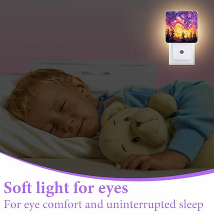 Misty Forest Night Light,Night Lights Plug into Wall,Led Lamp for Stairway/Hallway/Bedroom 0.5W Nightlight Sleep Friendly - color: Misty Forest