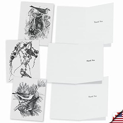 The Best Card Company - 10 Bird Note Cards Blank (4 x 5.12 Inch) - All Occasion Cards with Envelopes, Boxed Set - Wing Notes M6475OCB - style: Wing Notes